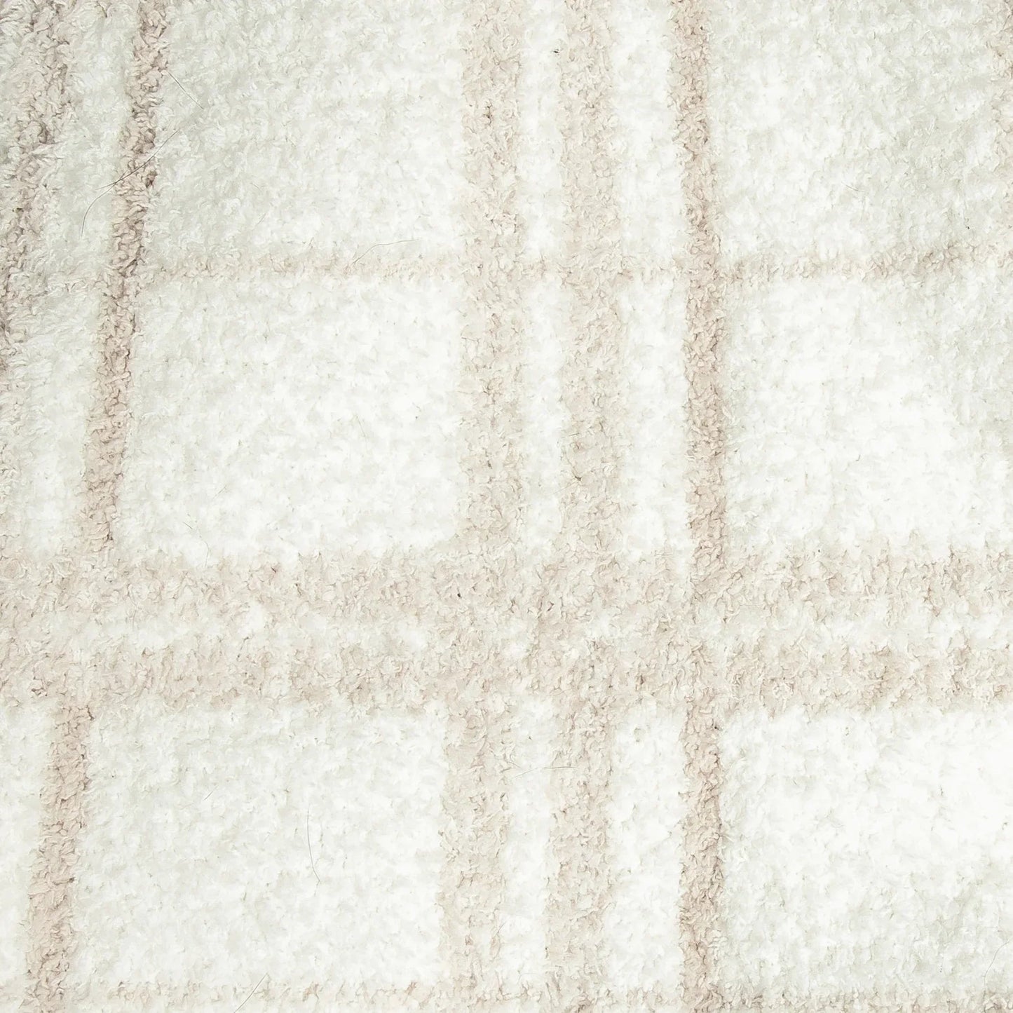Blushing Beige & White Plaid Print Überwurfdecke