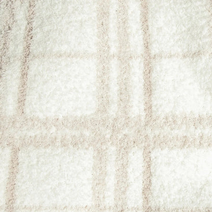 Blushing Beige & White Plaid Print Überwurfdecke