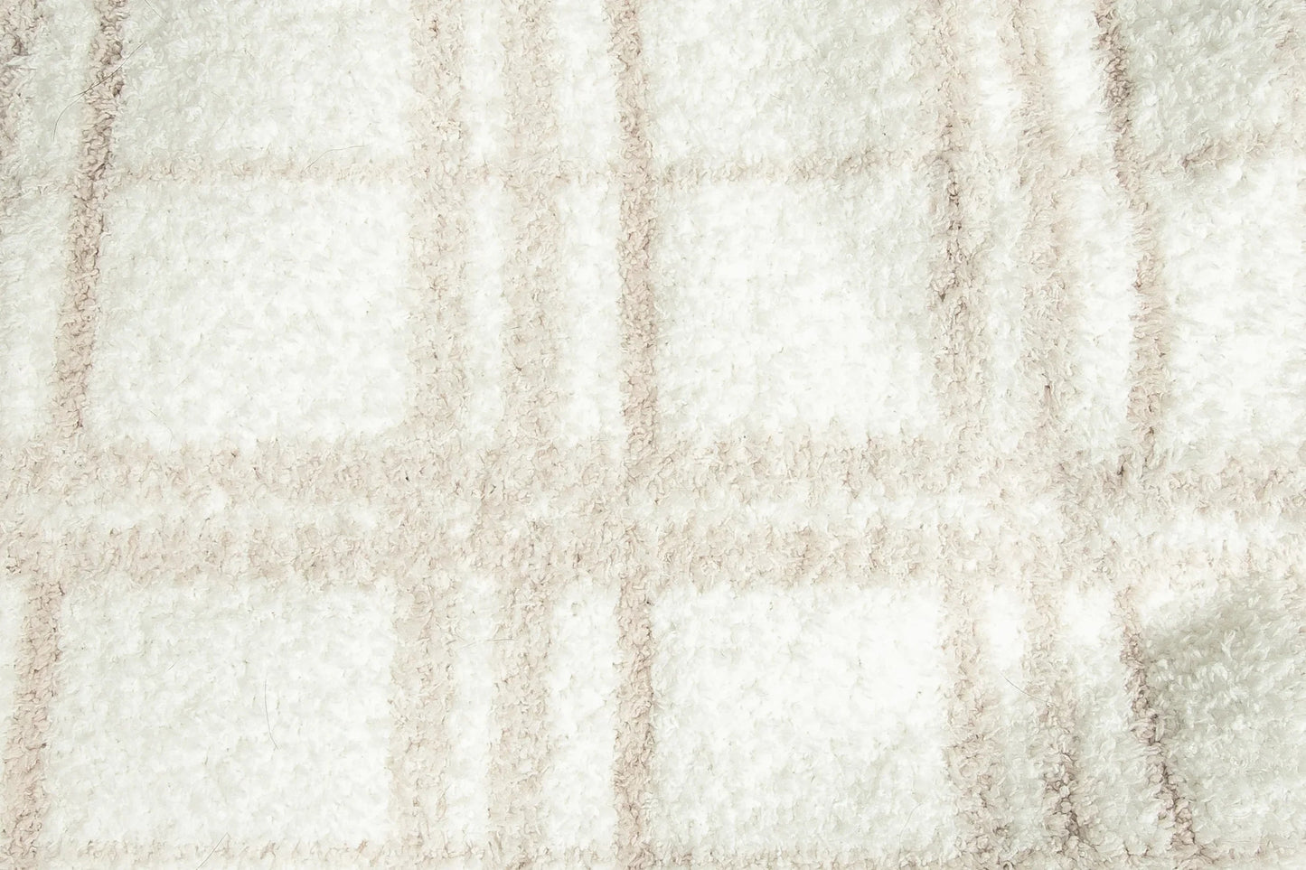Blushing Beige & White Plaid Print Überwurfdecke