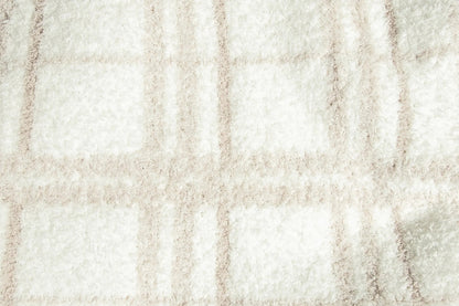 Blushing Beige & White Plaid Print Überwurfdecke