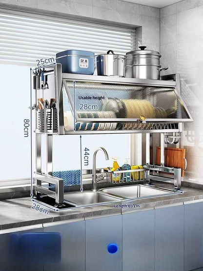 Stainless Steel Kitchen Sink Rack – Multifunctional Dish Drainer & Storage Organizer