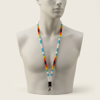 Round Beaded Lanyard(White)