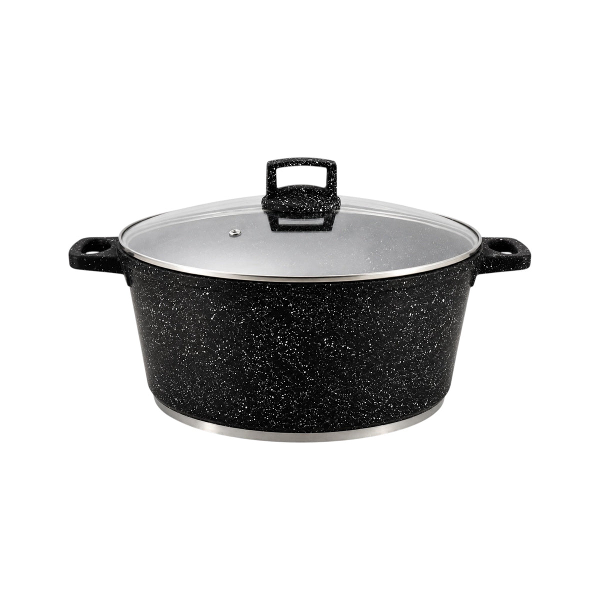 Die-Cast Granite Non-Stick Casserole Pot with Glass Lid — 26cm | 5.4L