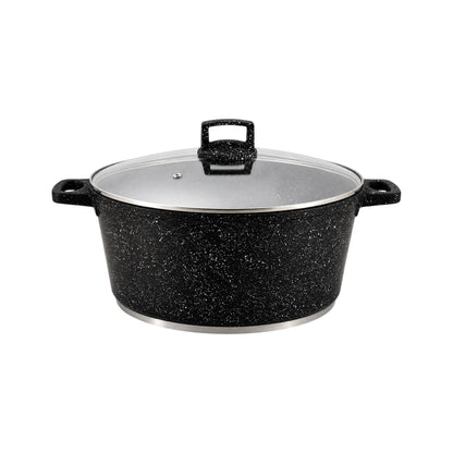 22cm Granite Non-Stick Casserole Pot with Lid – 3.4L, Induction Ready