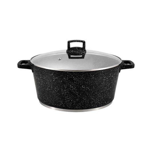 22cm Granite Non-Stick Casserole Pot with Lid – 3.4L, Induction Ready