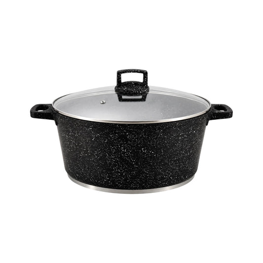 Die-Cast Granite Casserole Pot with Glass Lid – 28cm, 6.5L