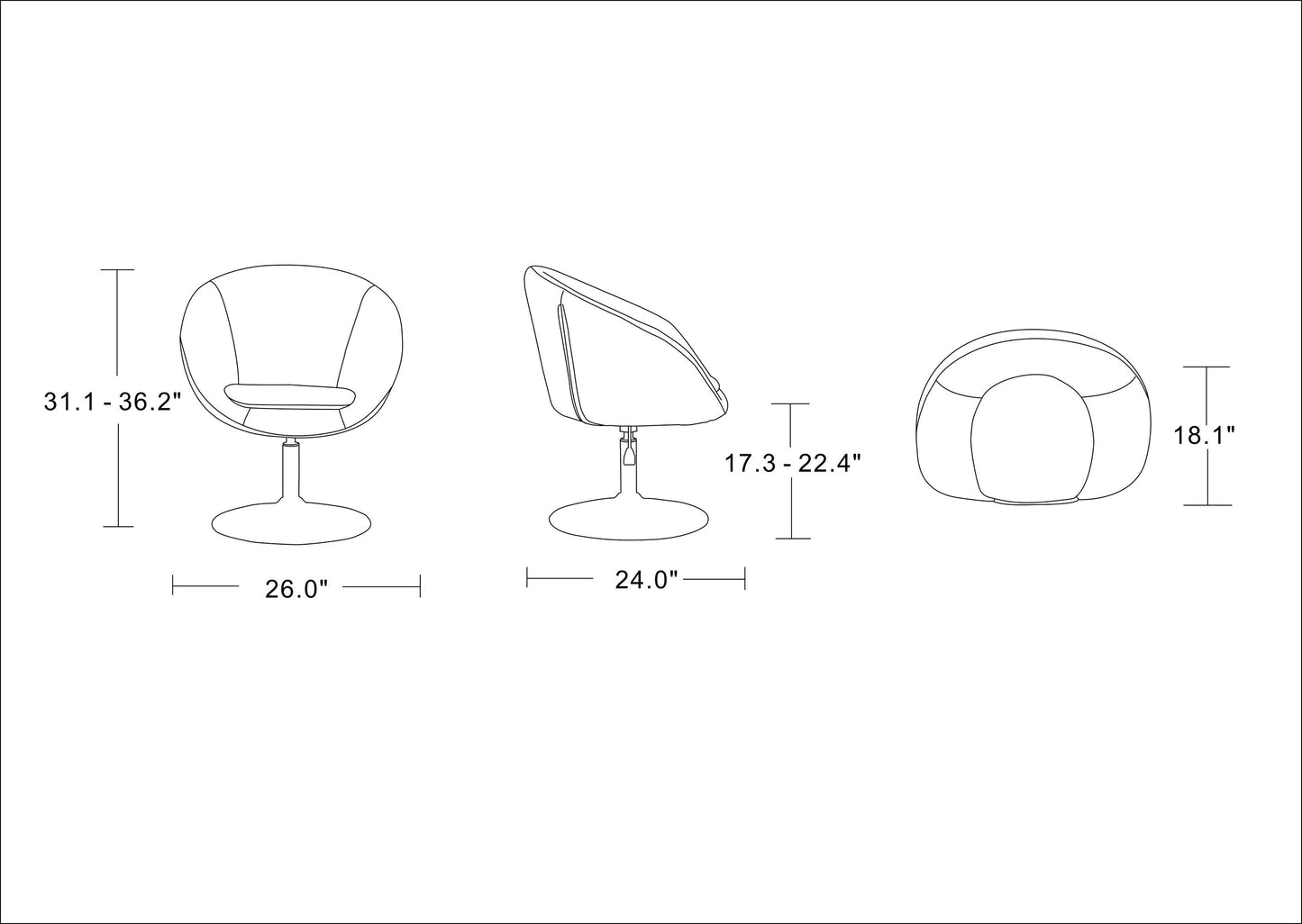 Chandra Swivel Adjustable Faux Leather Accent/Office Chair - White