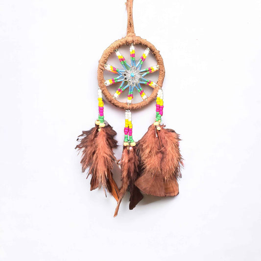 Handmade Brown Dreamcatcher with Brown Feathers