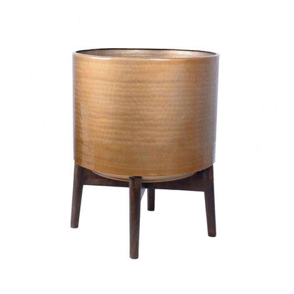 Adora – Pflanzenständer im Mid-Century-Modern-Stil mit Messing-Pflanzgefäß