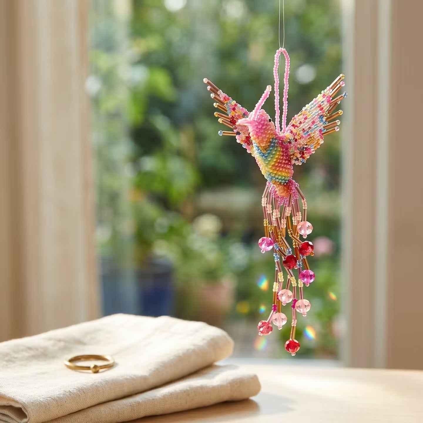 Pink Beaded Humming Bird