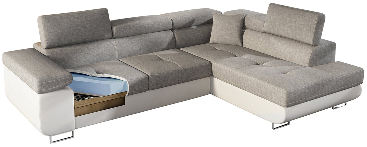 Anton Storage Sleeper Sectional Sofa - Beige
