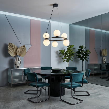 ANABELLE Skandinavische Pendelleuchte 6 ANABELLE Skandinavischer Kronleuchter mit 6 Kugelleuchten für Esszimmer & Modernes Interieur