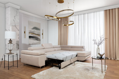 Anton Storage Sleeper Sectional Sofa - Beige