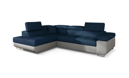 Anton Two-Tone Storage Sleeper Sectional Sofa - Navy/Grey