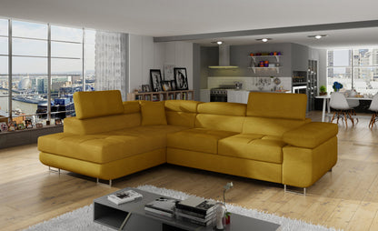 Anton Storage Sleeper Sectional Sofa - Mustard