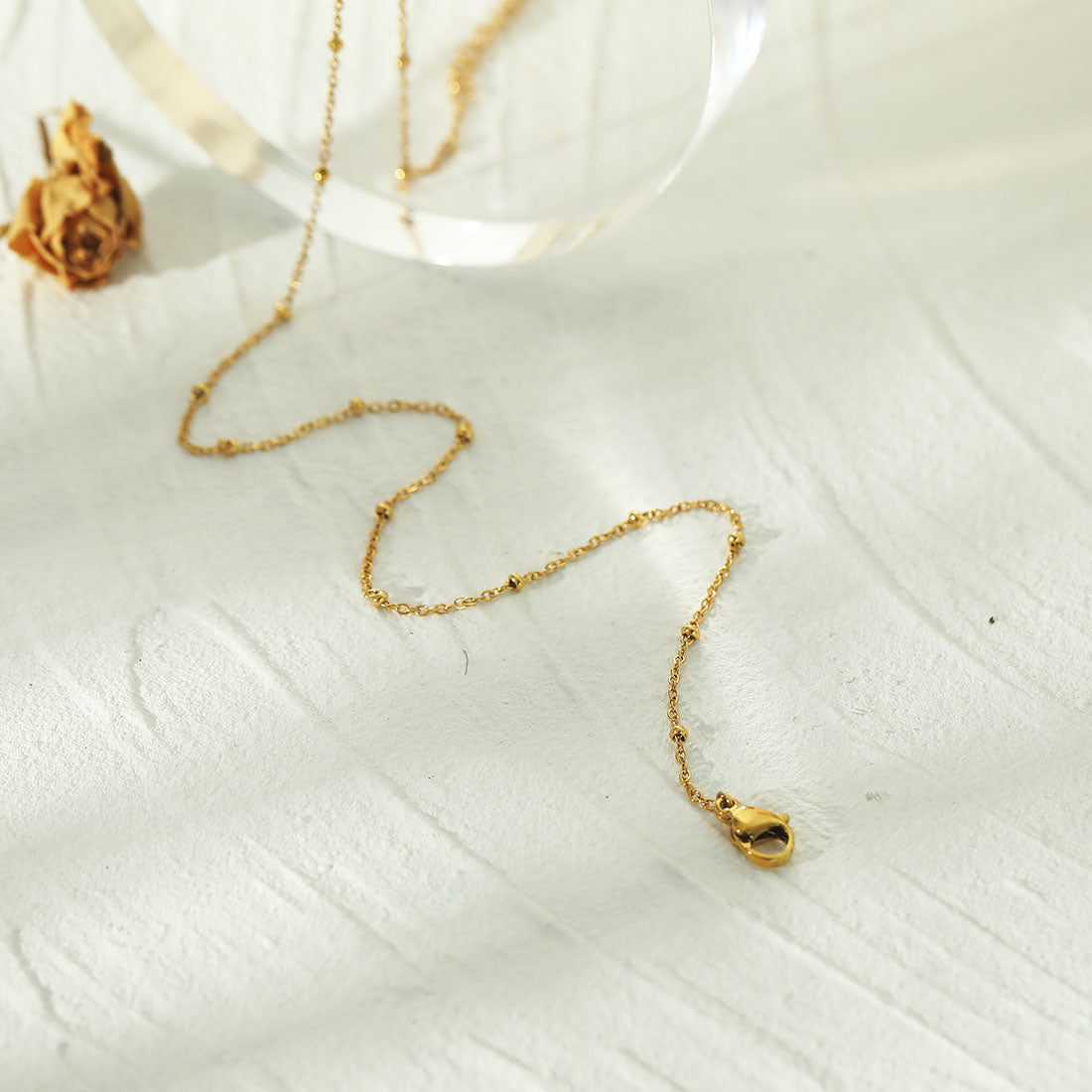 AVERY 16" Gold: Essential Daily Wear Beaded Gold Chain Necklace