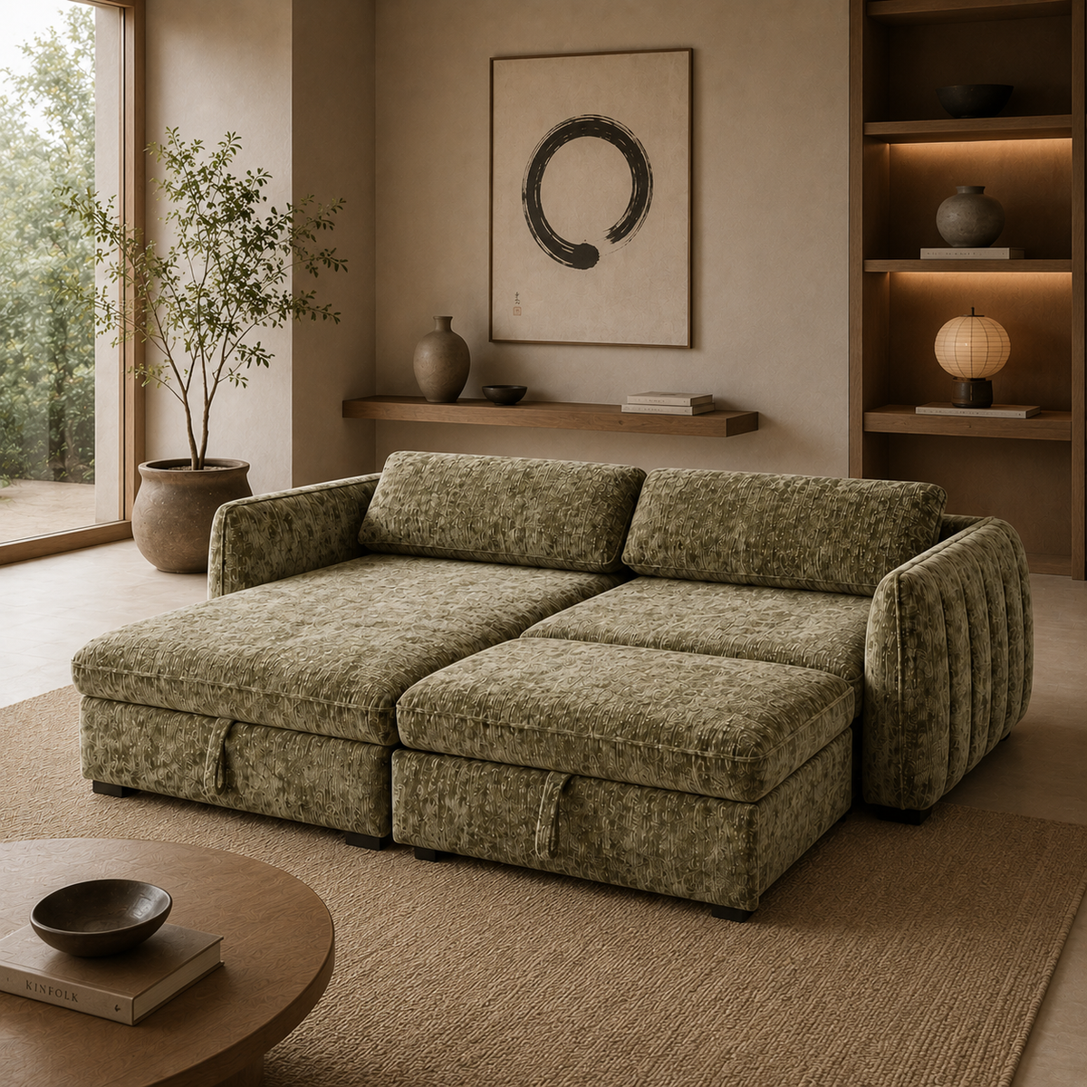 Amira Pullout Sleeper Sectional with Storage Chaise