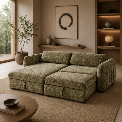 Amira Pullout Sleeper Sectional with Storage Chaise