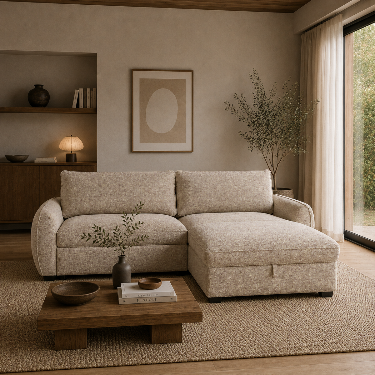 Amira Pullout Sleeper Sectional with Storage Chaise
