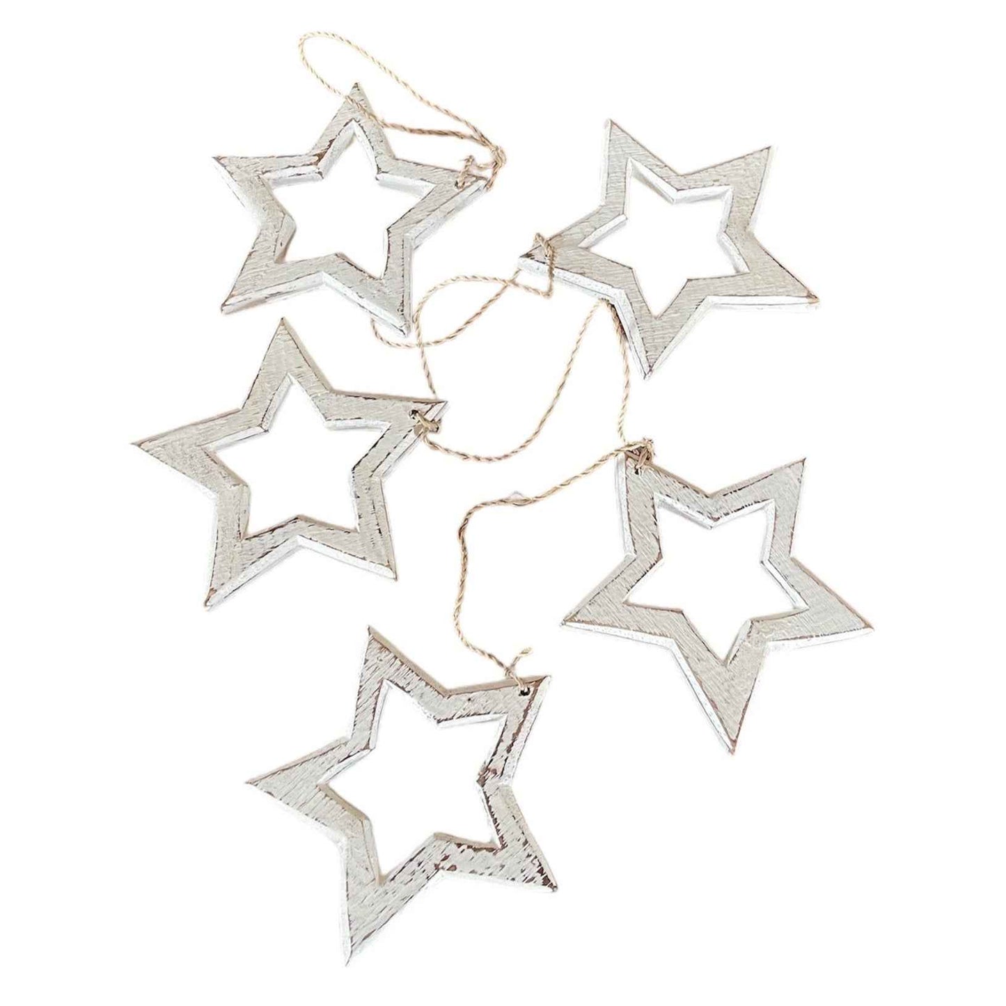 Hanging String Of Open Wooden Stars