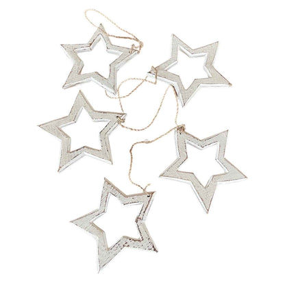 Hanging String Of Open Wooden Stars