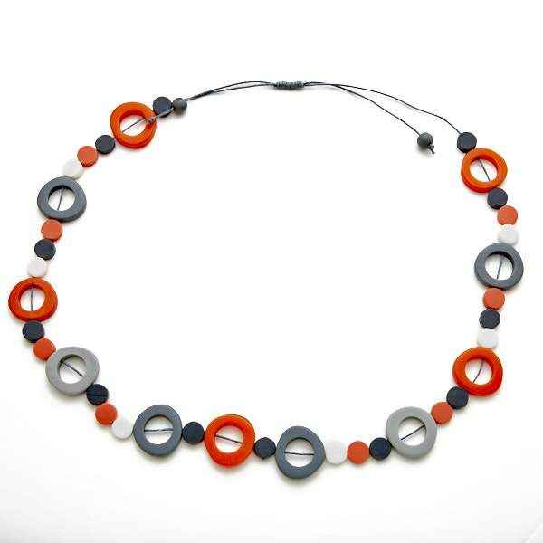 Long Resin Hoop and Disc Necklace