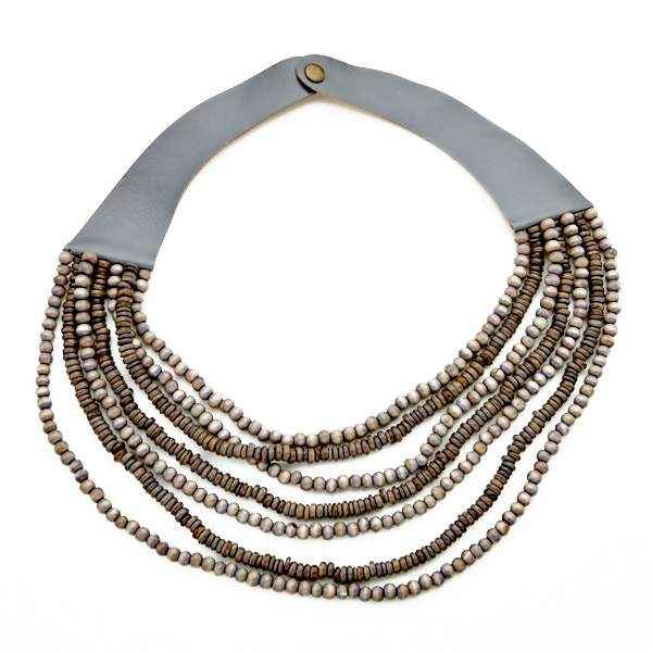 Multi Strand Wooden Bead Necklace