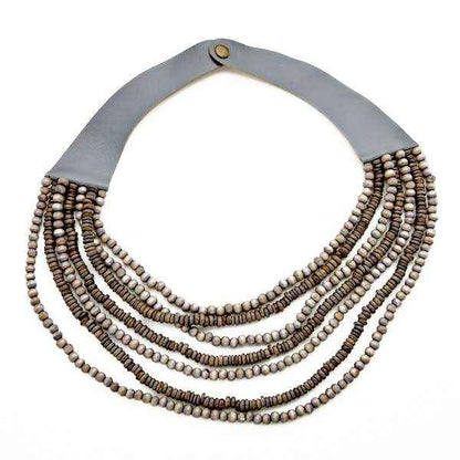 Multi Strand Wooden Bead Necklace