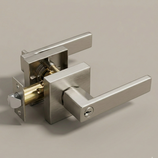 Vellum Hardware Quadra Door Lever — Square Rosette, Keyed, Privacy, Passage & Dummy