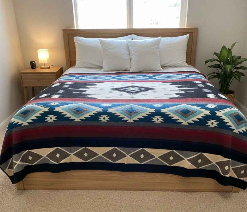 OLD TRIBES™  Star Path  Blanket(Black and Turquoise )