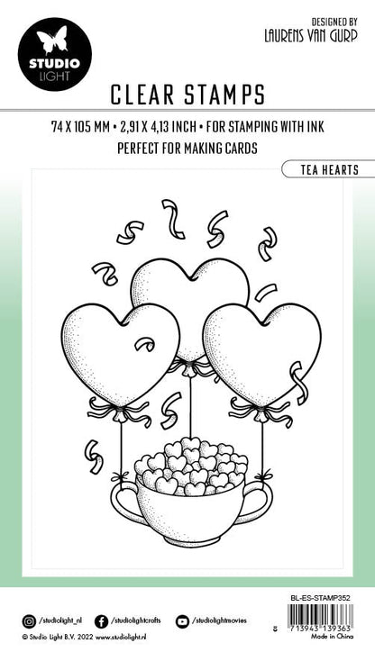 BL Clear Stamp Tea Hearts By Laurens 105x74x3mm 1 PC nr.352