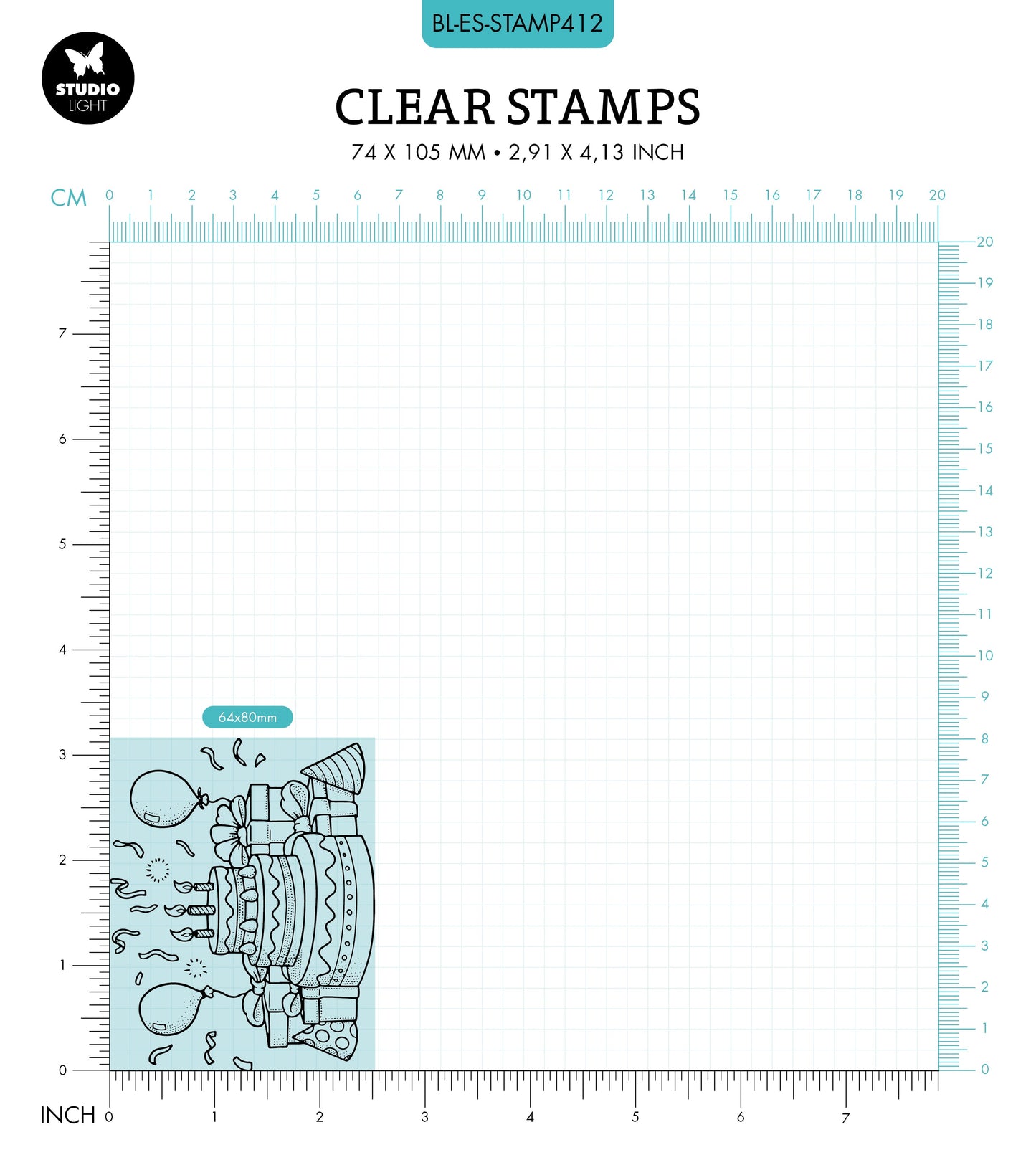 BL Clear Stamp Cake Party Essentials 80x64x3mm 1 PC nr.412