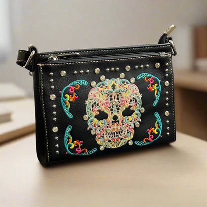 BOL Cross Body Sugar Skull Faux Leather Handbag