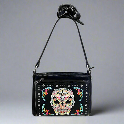 BOL Cross Body Sugar Skull Faux Leather Handbag