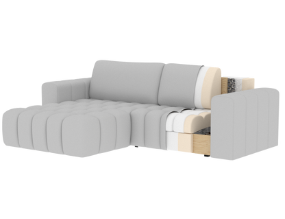 Bonett 4 Seater Storage Sleeper Chaise Sofa - Teal Blue