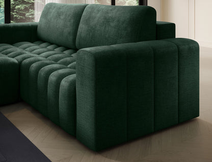 Bonett 4 Seater Storage Sleeper Chaise Sofa - Dark Green