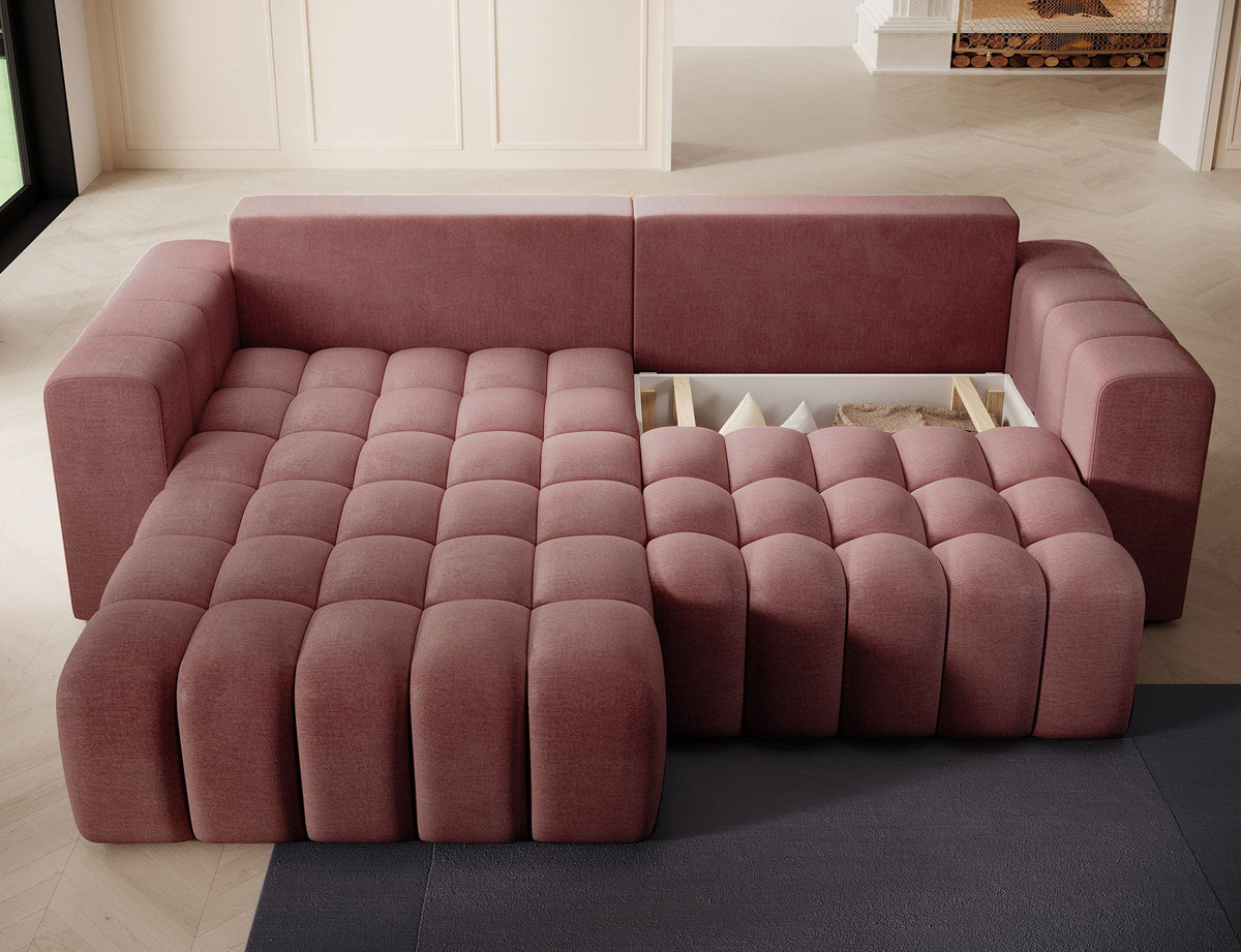 Bonett 4 Seater Storage Sleeper Chaise Sofa - Plum