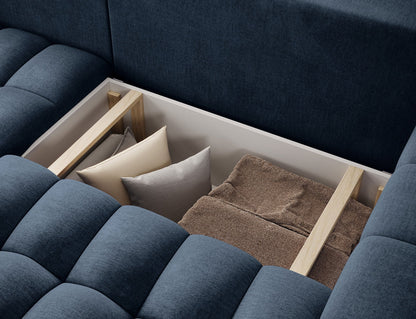 Bonett 4 Seater Storage Sleeper Chaise Sofa - Navy Blue
