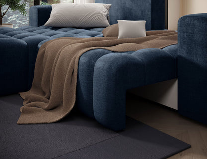 Bonett 4 Seater Storage Sleeper Chaise Sofa - Navy Blue