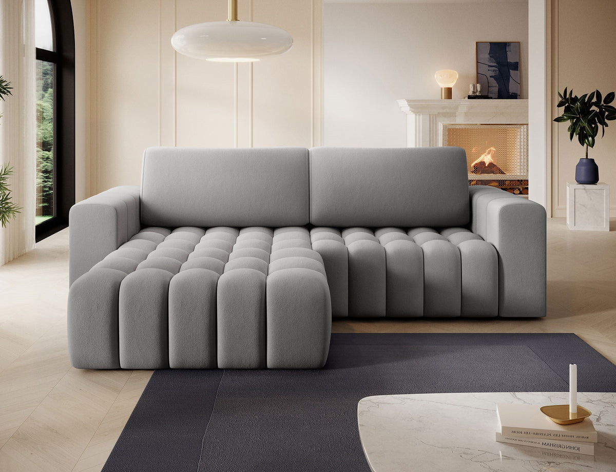 Bonett 4 Seater Storage Sleeper Chaise Sofa - Grey