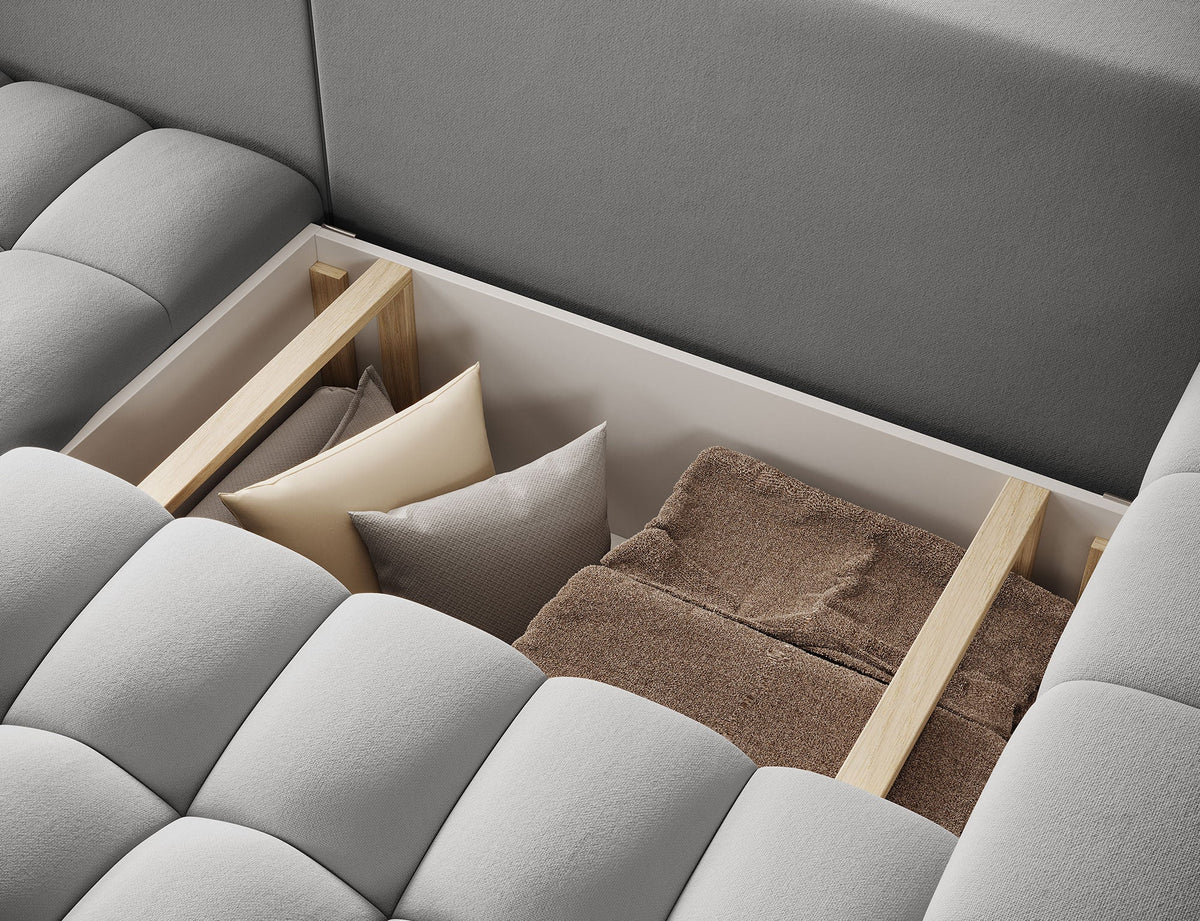 Bonett 4 Seater Storage Sleeper Chaise Sofa - Grey
