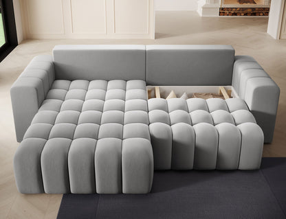 Bonett 4 Seater Storage Sleeper Chaise Sofa - Grey