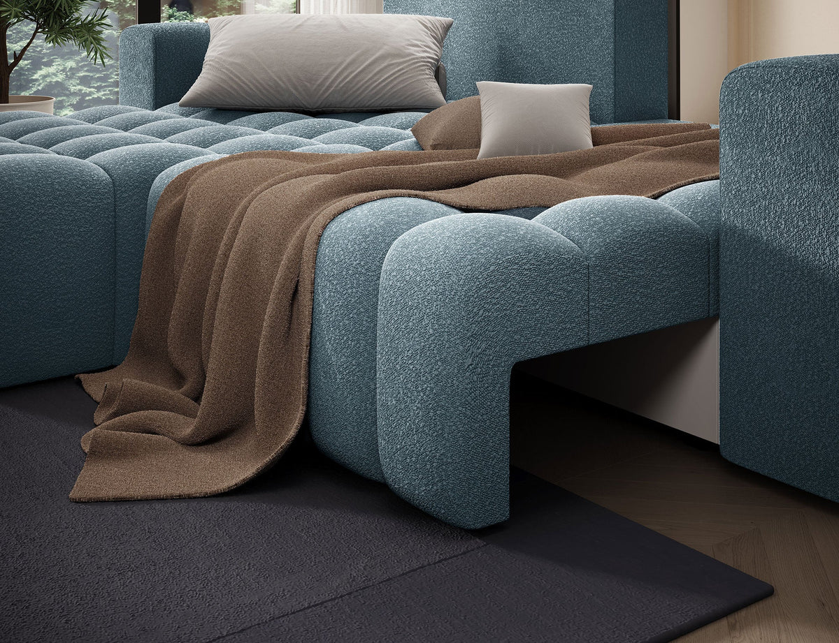 Bonett 4 Seater Storage Sleeper Chaise Sofa - Teal Blue