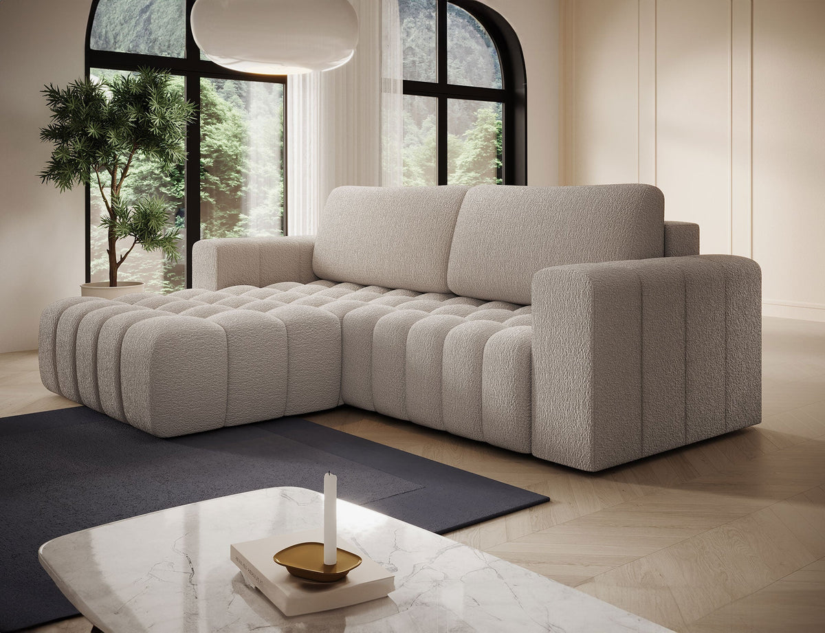 Bonett 4 Seater Storage Sleeper Chaise Sofa - Beige