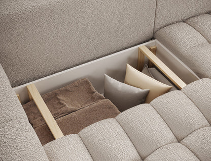 Bonett 4 Seater Storage Sleeper Chaise Sofa - Beige