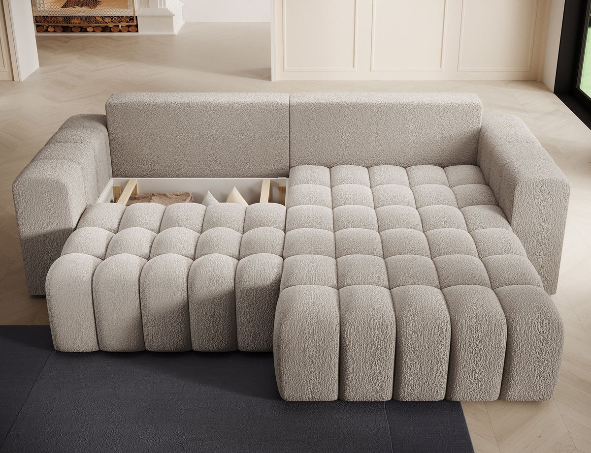 Bonett 4 Seater Storage Sleeper Chaise Sofa - Beige