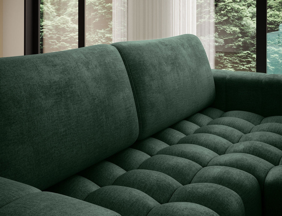 Bonett 4 Seater Storage Sleeper Chaise Sofa - Dark Green