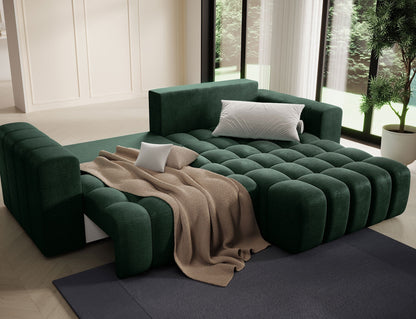 Bonett 4 Seater Storage Sleeper Chaise Sofa - Dark Green
