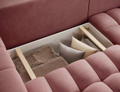 Bonett 4 Seater Storage Sleeper Chaise Sofa - Plum