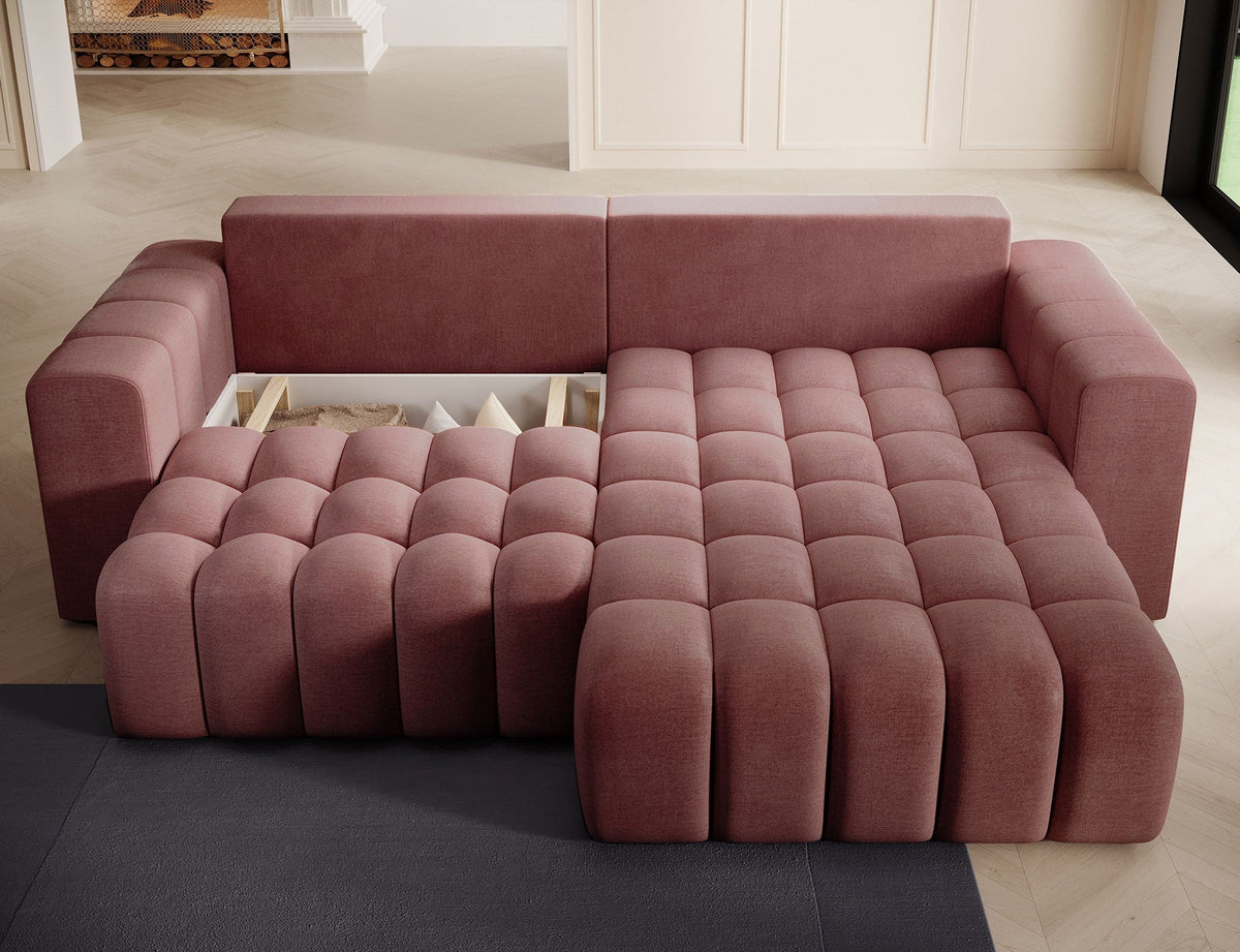 Bonett 4 Seater Storage Sleeper Chaise Sofa - Plum